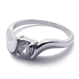 Anel De Titânio Feminino Com Diamante