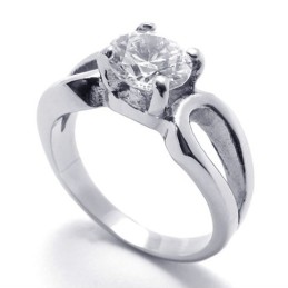 Anel De Titânio Com Diamante Feminino