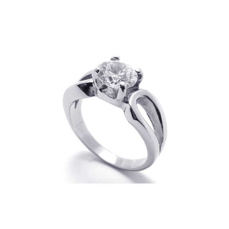 Anel De Titânio Com Diamante Feminino Anel De Titânio Com Diamante Feminino