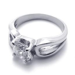 Anel De Titânio Com Diamante Feminino