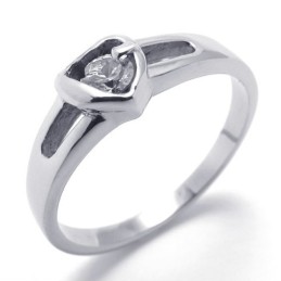 Anel De Titânio Com Diamante Para Mulheres