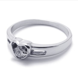 Anel De Titânio Com Diamante Para Mulheres
