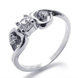 Anel De Titânio Com Diamante Para Mulheres