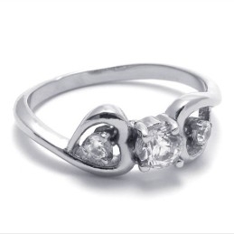 Anel De Titânio Com Diamante Para Mulheres