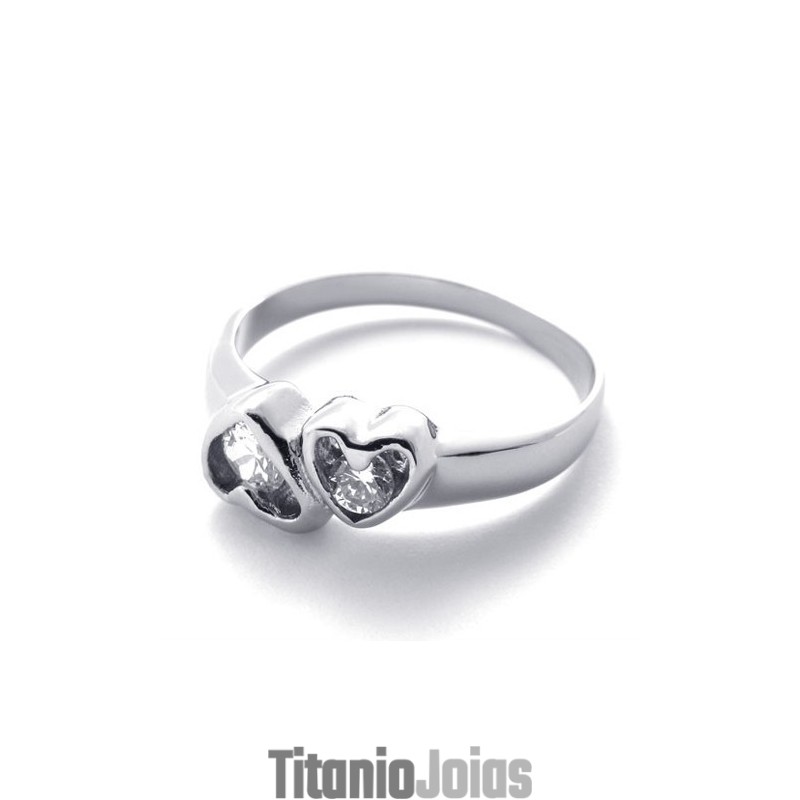 Anel De Titânio Feminino Com Diamante
