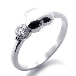 Anel De Titânio Com Diamante Para Mulheres