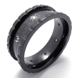 Anel De Titânio Com Diamante Negro