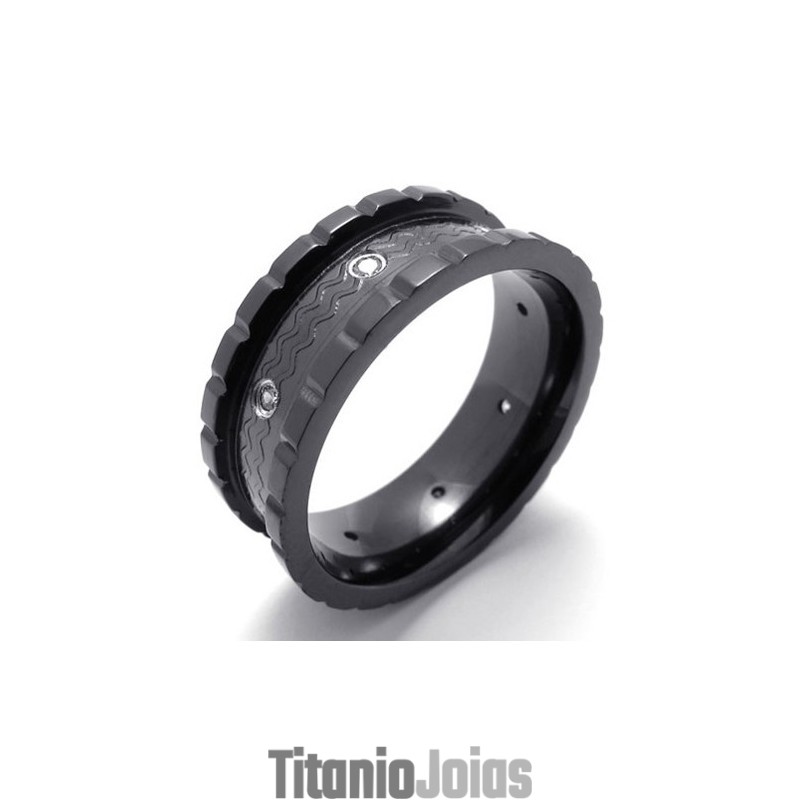 Anel De Titânio Com Diamante Negro Anel De Titânio Com Diamante Negro