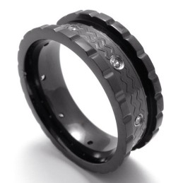 Anel De Titânio Com Diamante Negro