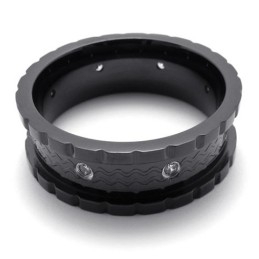 Anel De Titânio Com Diamante Negro