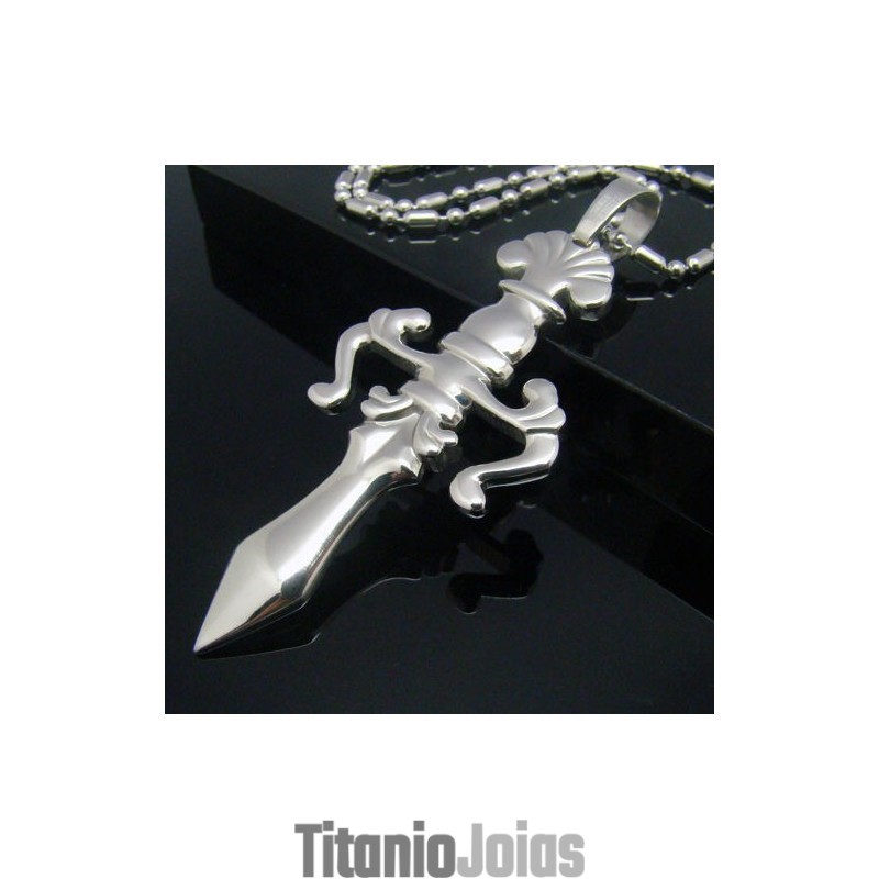 Colar Com Pingente De Titânio Puro Cool Man Shining Sword Cross