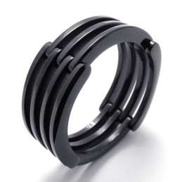 Anel De Titânio Quebra-Cabeça Preto