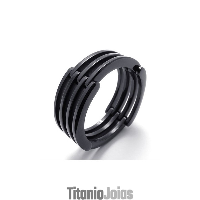 Anel De Titânio Quebra-Cabeça Preto Anel De Titânio Quebra-Cabeça Preto
