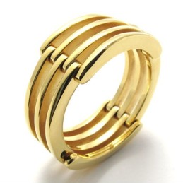 Anel De Titânio Quebra-Cabeça Dourado