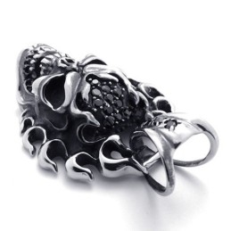 Pingente De Titânio Com Caveira E Diamante Negro