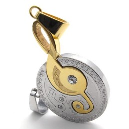 Pingente De Titânio Com Nota Musical Dourada E Diamantes Para Amantes