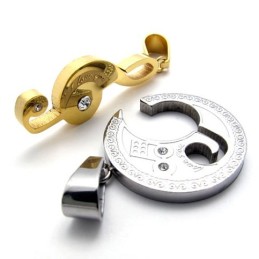 Pingente De Titânio Com Nota Musical Dourada E Diamantes Para Amantes