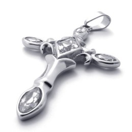 Pingente De Cruz De Titânio Com Diamante Cruzado