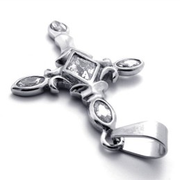 Pingente De Cruz De Titânio Com Diamante Cruzado