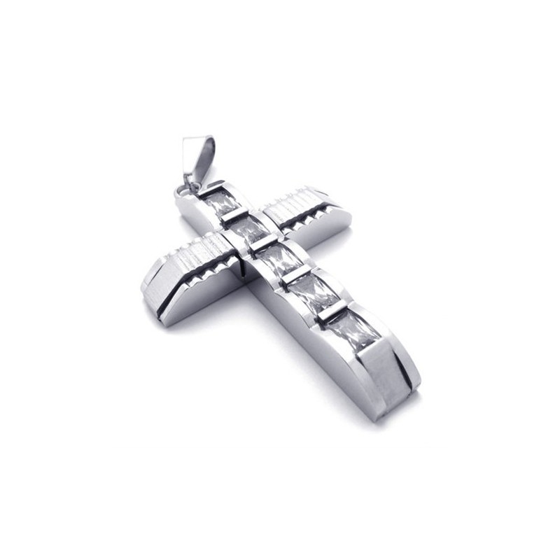 Pingente De Titânio Com Diamante Cruzado