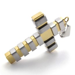 Pingente De Cruz De Titânio Dourado