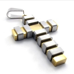 Pingente De Cruz De Titânio Dourado