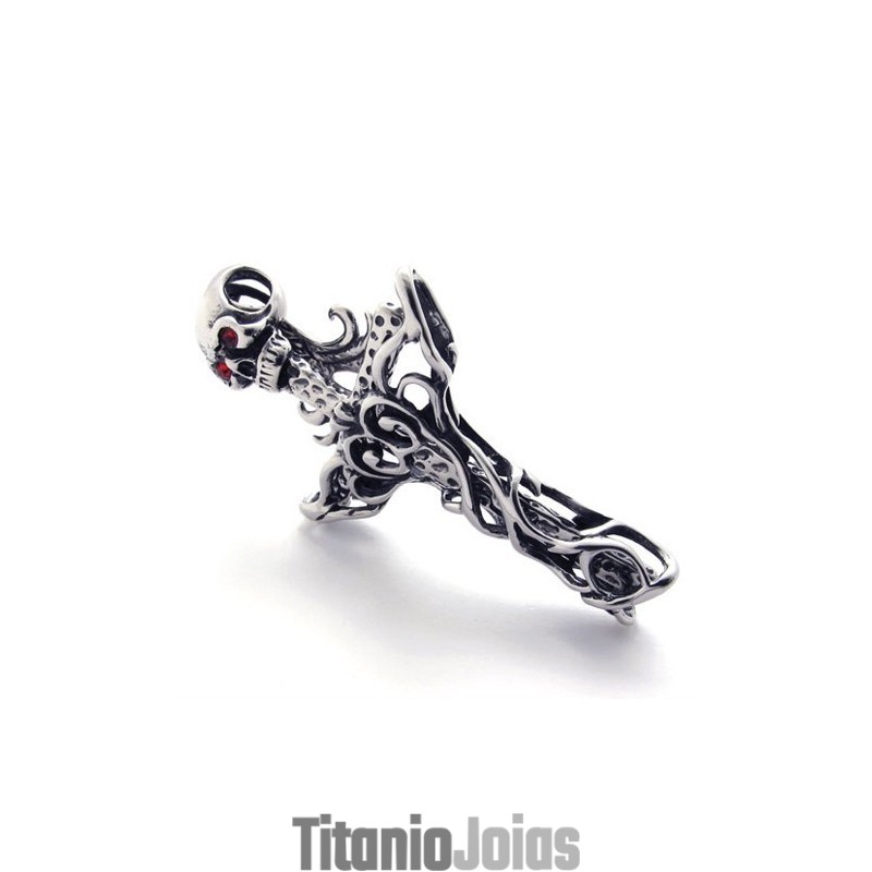 Pingente De Titânio Com Caveira E Diamante Vermelho Pingente De Titânio Com Caveira E Diamante Vermelho