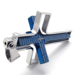 Pingente De Cruz De Titânio Azul