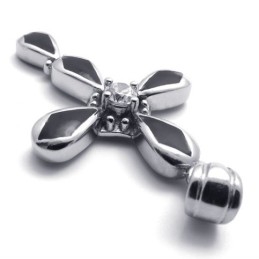 Pingente De Cruz De Titânio Com Diamante