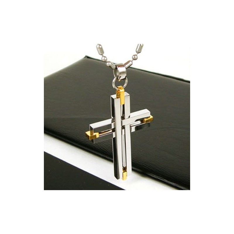 Colar Com Pingente De Titânio Puro Com Cruz Brilhante Para Homem, Corrente Grátis Colar Com Pingente De Titânio Puro Com Cruz Brilhante Para Homem, Corrente Grátis