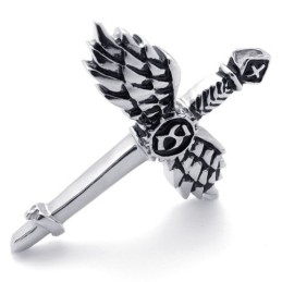 Pingente De Cruz De Titânio Com Asas