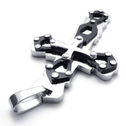 Pingente De Cruz De Titânio Azul