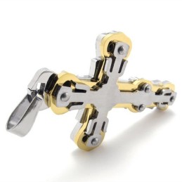 Pingente De Cruz De Titânio Dourado