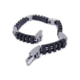 Pulseira De Pingente De Titânio Puro Em Prata Preta Para Menino