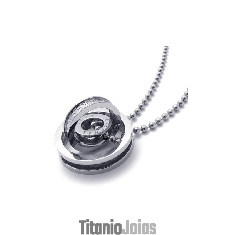 Pingente De Titânio Com Vários Anéis E Detalhes Em Prata Pingente De Titânio Com Vários Anéis E Detalhes Em Prata
