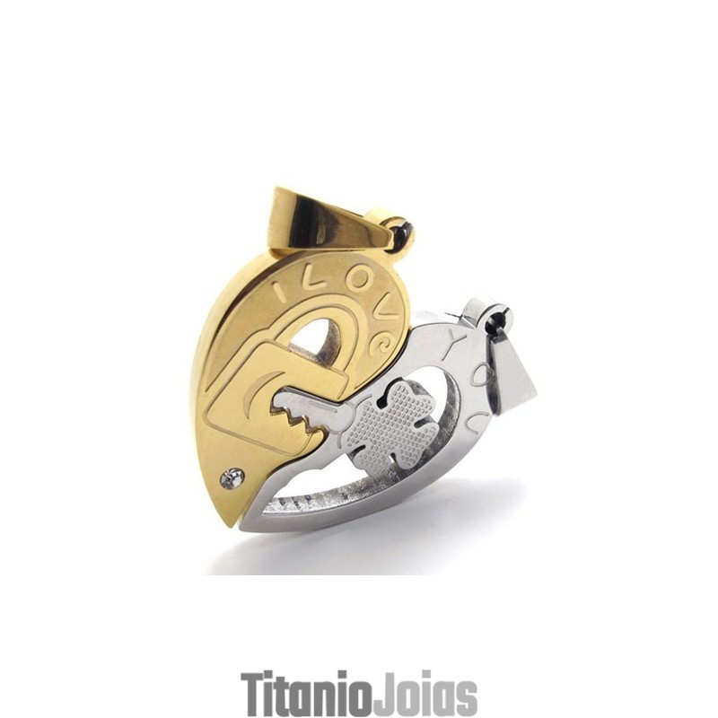 Pingente De Titânio Gold Accent Lovers Pingente De Titânio Gold Accent Lovers