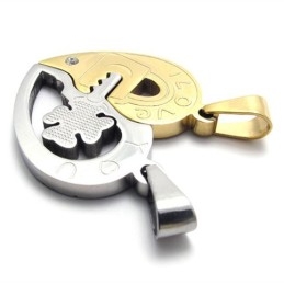 Pingente De Titânio Gold Accent Lovers