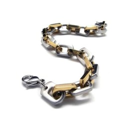 Pulseira Masculina De Titânio Puro E Dourado