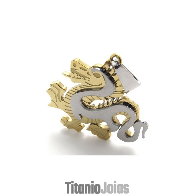 Pingente De Dragão Dourado Em Titânio Pingente De Dragão Dourado Em Titânio