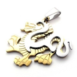 Pingente De Dragão Dourado Em Titânio