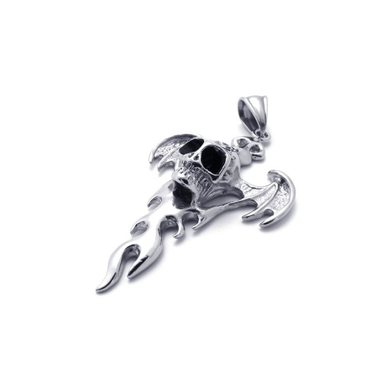Pingente De Titânio Com Chama De Caveira Pingente De Titânio Com Chama De Caveira