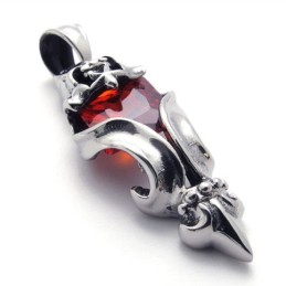 Pingente De Titânio Com Diamante Vermelho