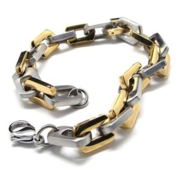 Pulseira Masculina De Titânio Puro E Dourado