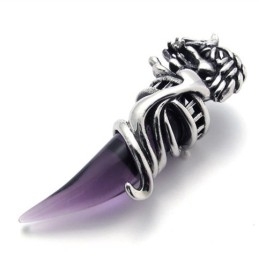 Pingente De Titânio Com Chifre Roxo