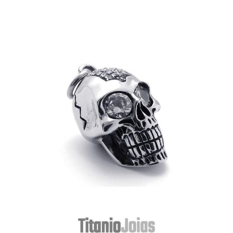 Pingente De Titânio Com Caveira De Diamante Pingente De Titânio Com Caveira De Diamante