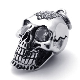 Pingente De Titânio Com Caveira De Diamante