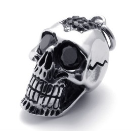 Pingente De Titânio Com Caveira E Diamante Negro