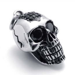 Pingente De Titânio Com Caveira E Diamante Negro