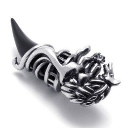 Pingente De Titânio Com Chifre Preto