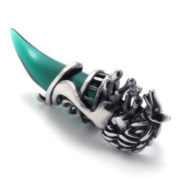 Pingente De Titânio Com Chifre Verde